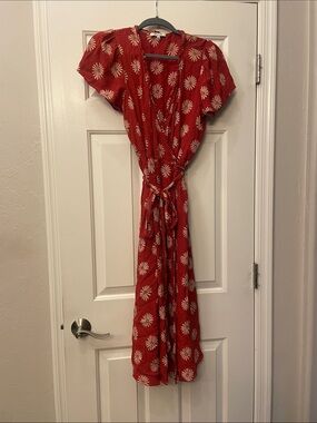 madewell silk clover button front dress in fresh strawberries Silk Clover Button-Front Dress in Fresh Strawberries